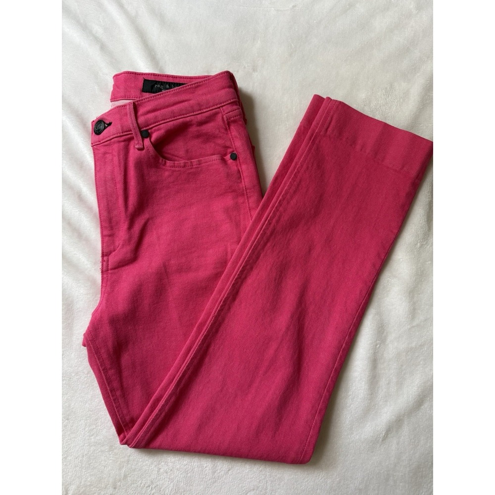 Rag & Bone Jeans Women 28 Pink Straight Leg Made USA High Rise Denim